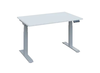 Fleximax 28-12 výškově nastavitelný stůl, kovová podnož stříbrná, deska 25 mm, široký 1200 mm, bílá